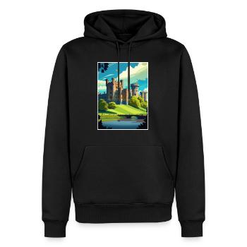 Warwick Castle Ecosse Vintage voyage affiche WPA - Sweat à capuche Premium bio Homme - noir - Devant - Nico (187cm)