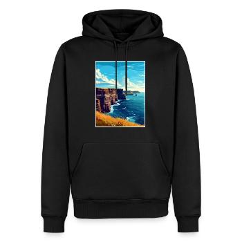 Falaises de Moher Irlande Vintage voyage affiche WPA - Sweat à capuche Premium bio Homme - noir - Devant - Nico (187cm)