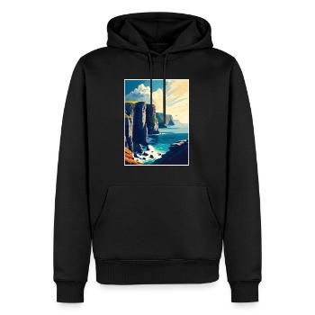 Falaises de Moher Irlande Vintage voyage affiche WPA - Sweat à capuche Premium bio Homme - noir - Devant - Nico (187cm)