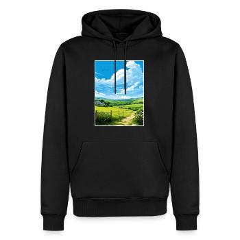 Pensrose Estate Cornwall Vintage Reiseposter WPA - Männer Premium Bio Hoodie - Schwarz - Vorne - Nico (187cm)