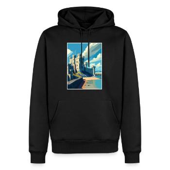Château de Caernarfon gallois Vintage Travel Poster WPA - Sweat à capuche Premium bio Homme - noir - Devant - Nico (187cm)