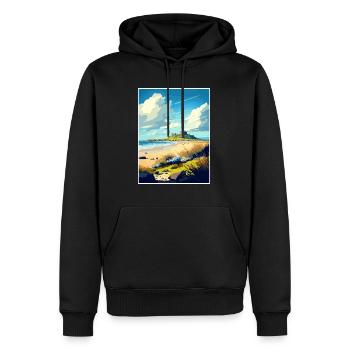 Bamburgh Castle Angleterre Vintage voyage affiche WPA - Sweat à capuche Premium bio Homme - noir - Devant - Nico (187cm)