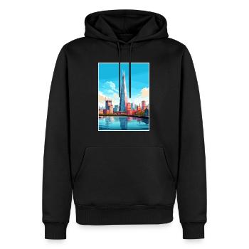 The Shard London England Vintage Travel Poster WPA - Men’s Premium Organic Hoodie - black - Front - Nico (187cm)
