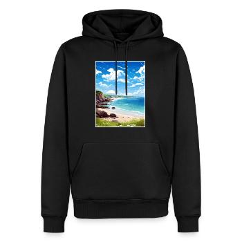 Trevaunance Cove Cornwall Affiche de voyage Vintage - Sweat à capuche Premium bio Homme - noir - Devant - Nico (187cm)