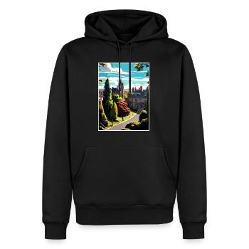 Halifax England Yorkshire Vintage Reiseposter - Männer Premium Bio Hoodie - Schwarz - Vorne - Nico (187cm)