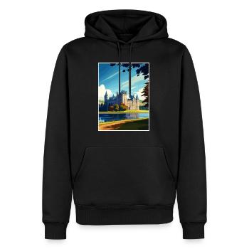 Inveraray Castle Scotland Affiche de voyage Vintage - Sweat à capuche Premium bio Homme - noir - Devant - Nico (187cm)