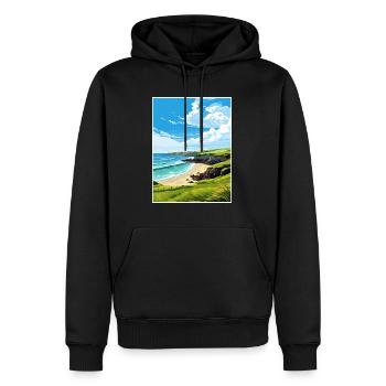 Trevaunance Cove Cornwall Affiche de voyage Vintage - Sweat à capuche Premium bio Homme - noir - Devant - Nico (187cm)