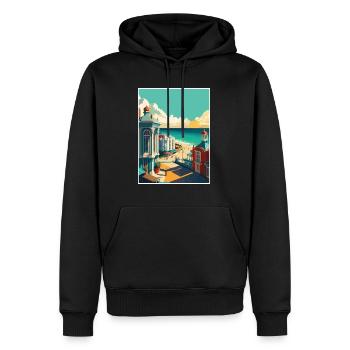 Brighton Pier Seascape Royaume-Uni Affiche de voyage Vintage - Sweat à capuche Premium bio Homme - noir - Devant - Nico (187cm)