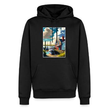 Whitstable Harbour England Vintage Reiseposter - Männer Premium Bio Hoodie - Schwarz - Vorne - Nico (187cm)
