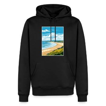 Portstewart Strand Irlande Affiche de voyage Vintage - Sweat à capuche Premium bio Homme - noir - Devant - Nico (187cm)