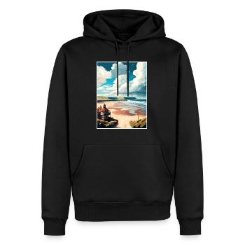 Saltburn au bord de la mer Angleterre Vintage voyage affiche - Sweat à capuche Premium bio Homme - noir - Devant - Nico (187cm)