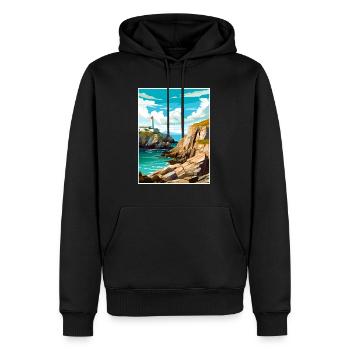 South Stack Cliffs Anglesey Vintage Reiseposter - Männer Premium Bio Hoodie - Schwarz - Vorne - Nico (187cm)