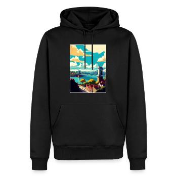 Bristol England Brücke Vintage Reiseposter WPA - Männer Premium Bio Hoodie - Schwarz - Vorne - Nico (187cm)