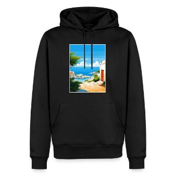 Pouilles Italie Vintage voyage affiche WPA Souvenir - Sweat à capuche Premium bio Homme - noir - Devant - Nico (187cm)
