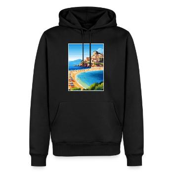 Sicile Italie Décoration Vintage Voyage Affiche WPA - Sweat à capuche Premium bio Homme - noir - Devant - Nico (187cm)
