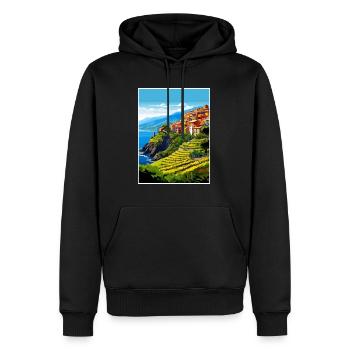 Cinque Terre Italie Décoration Patmos Affiche De Voyage - Sweat à capuche Premium bio Homme - noir - Devant - Nico (187cm)