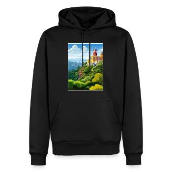 Sintra Portugal Vintage voyage affiche WPA Souvenir - Sweat à capuche Premium bio Homme - noir - Devant - Nico (187cm)