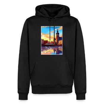 Cracovie Pologne Vintage voyage affiche WPA Souvenir - Sweat à capuche Premium bio Homme - noir - Devant - Nico (187cm)