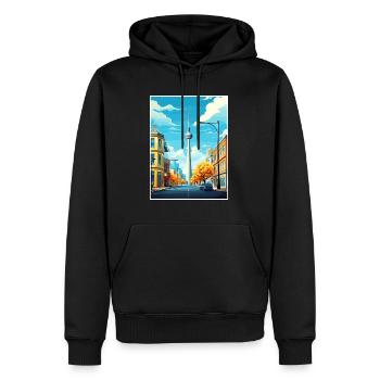Berlin Allemagne Vintage voyage affiche WPA Souvenir - Sweat à capuche Premium bio Homme - noir - Devant - Nico (187cm)