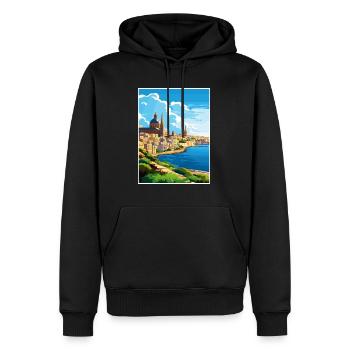 Malte Vintage voyage affiche WPA Souvenir - Sweat à capuche Premium bio Homme - noir - Devant - Nico (187cm)