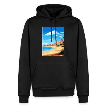 Cascais Portugal Vintage voyage affiche Souvenir - Sweat à capuche Premium bio Homme - noir - Devant - Nico (187cm)
