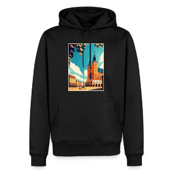 Cracovie Pologne Vintage voyage affiche WPA Souvenir - Sweat à capuche Premium bio Homme - noir - Devant - Nico (187cm)