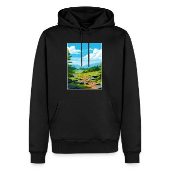 Serra Da Estrela Portugal Affiche de voyage Vintage - Sweat à capuche Premium bio Homme - noir - Devant - Nico (187cm)