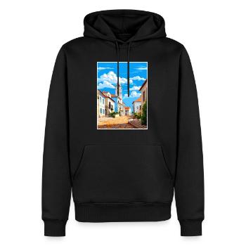 Evora Portugal Vintage Travel Poster WPA Souvenir - Men’s Premium Organic Hoodie - black - Front - Nico (187cm)