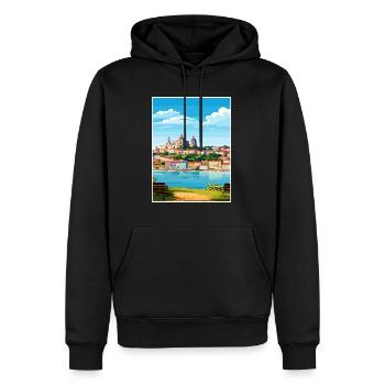 Coimbra Portugal Vintage voyage affiche Souvenir - Sweat à capuche Premium bio Homme - noir - Devant - Nico (187cm)
