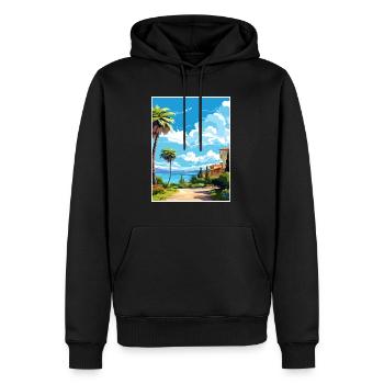 Alcudia Espagne Vintage voyage affiche WPA Souvenir - Sweat à capuche Premium bio Homme - noir - Devant - Nico (187cm)