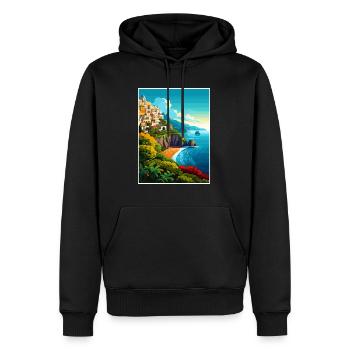 Amalfi Italie Décoration Vintage Voyage Affiche WPA - Sweat à capuche Premium bio Homme - noir - Devant - Nico (187cm)