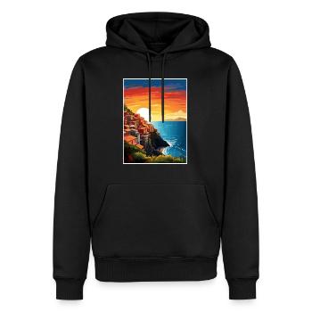 Cinque Terre Italie Décoration Patmos Affiche De Voyage - Sweat à capuche Premium bio Homme - noir - Devant - Nico (187cm)