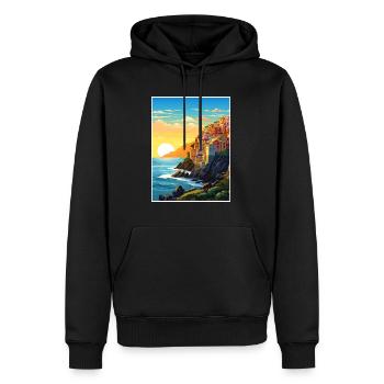 Cinque Terre Italie Décoration Patmos Affiche De Voyage - Sweat à capuche Premium bio Homme - noir - Devant - Nico (187cm)
