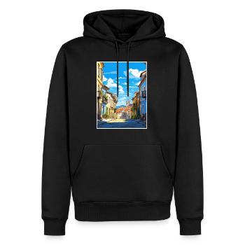 Braga Portugal Vintage voyage affiche WPA Souvenir - Sweat à capuche Premium bio Homme - noir - Devant - Nico (187cm)