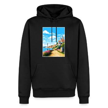Coimbra Portugal Vintage voyage affiche Souvenir - Sweat à capuche Premium bio Homme - noir - Devant - Nico (187cm)