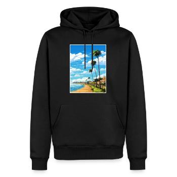 Estoril Portugal Vintage voyage affiche Souvenir - Sweat à capuche Premium bio Homme - noir - Devant - Nico (187cm)