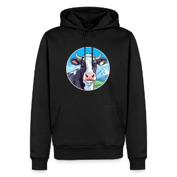 Vache Aquarelle Dessin Animé Kawaii Animal De Compagnie Coloré - Sweat à capuche Premium bio Homme - noir - Devant - Nico (187cm)