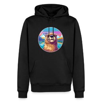 Biber Aquarell Karikatur Kawaii Haustier Tier Farbe - Männer Premium Bio Hoodie - Schwarz - Vorne - Nico (187cm)