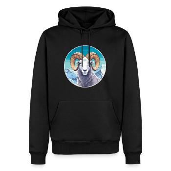 Widder Aquarell Karikatur Kawaii Haustier Tier Bunt - Männer Premium Bio Hoodie - Schwarz - Vorne - Nico (187cm)