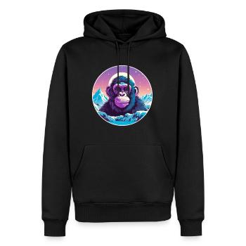Chimpanzé aquarelle dessin animé kawaii animal de compagnie Co - Sweat à capuche Premium bio Homme - noir - Devant - Nico (187cm)