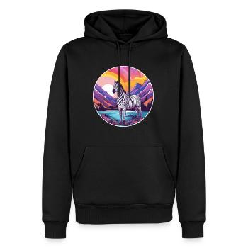 Zebra Watercolor Cartoon Kawaii Pet Animal Colorfu - Men’s Premium Organic Hoodie - black - Front - Nico (187cm)