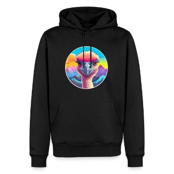 Autruche Aquarelle Dessin Animé Kawaii Animal De Compagnie Animal Couleur - Sweat à capuche Premium bio Homme - noir - Devant - Nico (187cm)