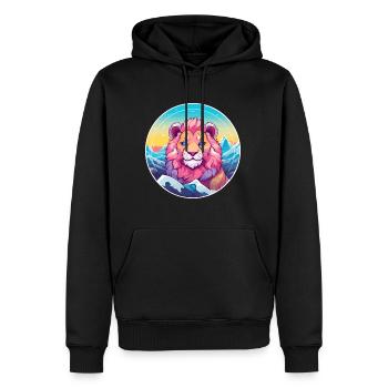 Lion Aquarelle Dessin Animé Kawaii Animal De Compagnie Coloré - Sweat à capuche Premium bio Homme - noir - Devant - Nico (187cm)