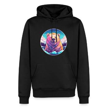 Bär Aquarell Karikatur Kawaii Haustier Tier Bunt - Männer Premium Bio Hoodie - Schwarz - Vorne - Nico (187cm)