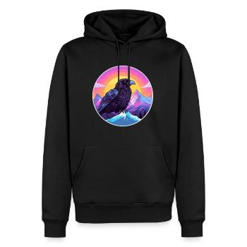 Corbeau Aquarelle Dessin Animé Kawaii Animal De Compagnie Coloré - Sweat à capuche Premium bio Homme - noir - Devant - Nico (187cm)