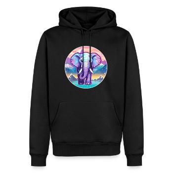 Elefant Aquarell Karikatur Kawaii Haustier Tier Colo - Männer Premium Bio Hoodie - Schwarz - Vorne - Nico (187cm)