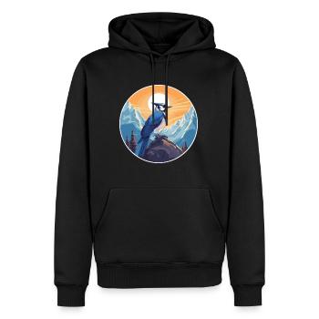 Blauer Eichelhäher Aquarell Karikatur Kawaii Haustier Tier Colo - Männer Premium Bio Hoodie - Schwarz - Vorne - Nico (187cm)