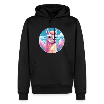 Lama Aquarell Karikatur Kawaii Haustier Tier Farbefu - Männer Premium Bio Hoodie - Schwarz - Vorne - Nico (187cm)