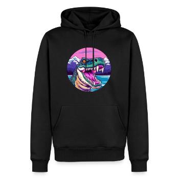 Crocodile aquarelle dessin animé kawaii animal de compagnie Col - Sweat à capuche Premium bio Homme - noir - Devant - Nico (187cm)