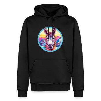 Esel Aquarell Karikatur Kawaii Haustier Tier Farbe - Männer Premium Bio Hoodie - Schwarz - Vorne - Nico (187cm)